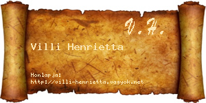 Villi Henrietta névjegykártya
